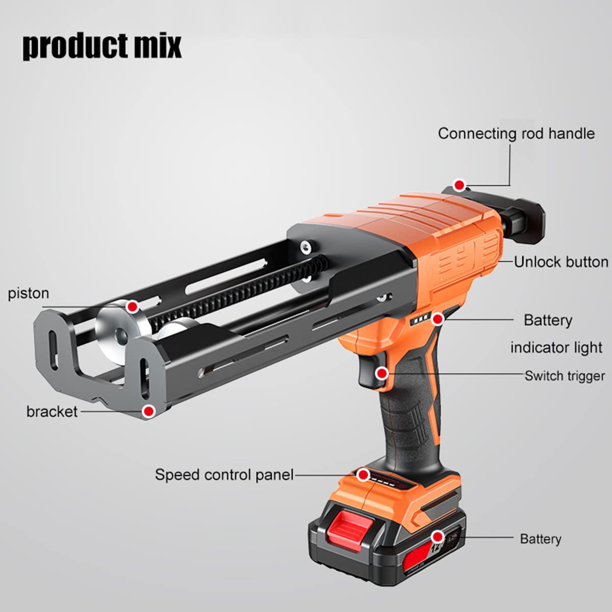 Bezprzewodowy elektryczny pistolet do klejenia 21V Li-ion Elektryczny pistolet do klejenia Profesjonalny pistolet do klejenia z baterią i ładowarką do klejenia wypełniania uszczelniania,2xBattery