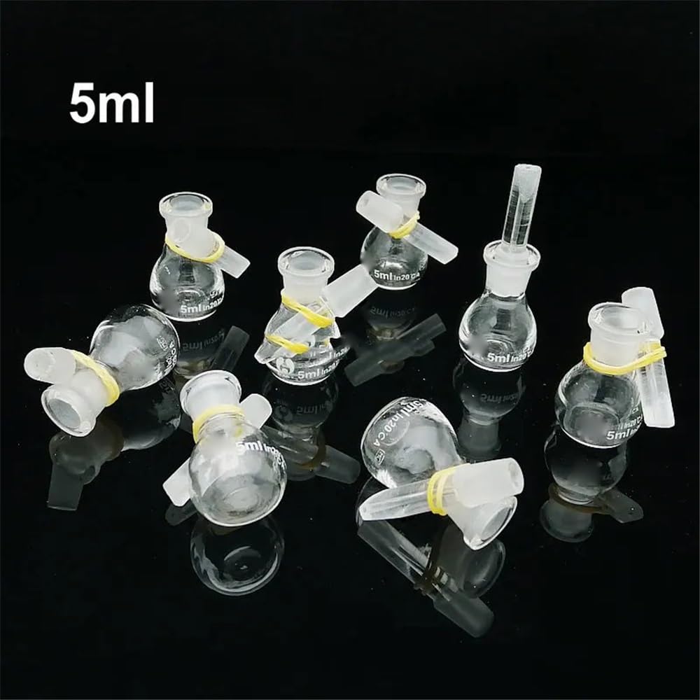 Équipements et fournitures de laboratoire Lot de 5 flacons volumétriques sphériques en verre for pycnomètre laboratoire, ml, 10, 25, 50, 100