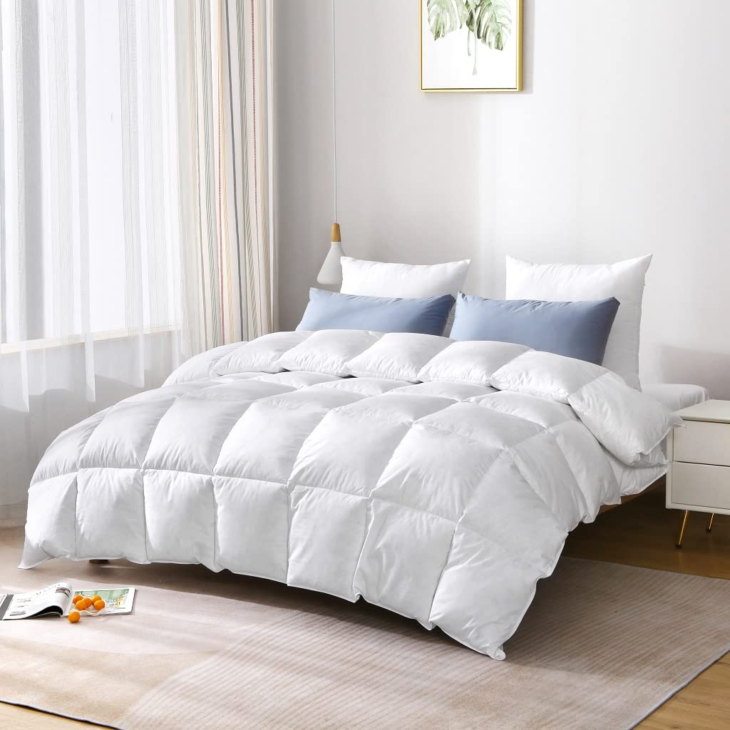 De Lavish 10.5 Tog Double Duck Feather & Down White Duvet Quilt Wahable Anti Dust Mite Idea For Winter Warm Season Feather Proof Cover