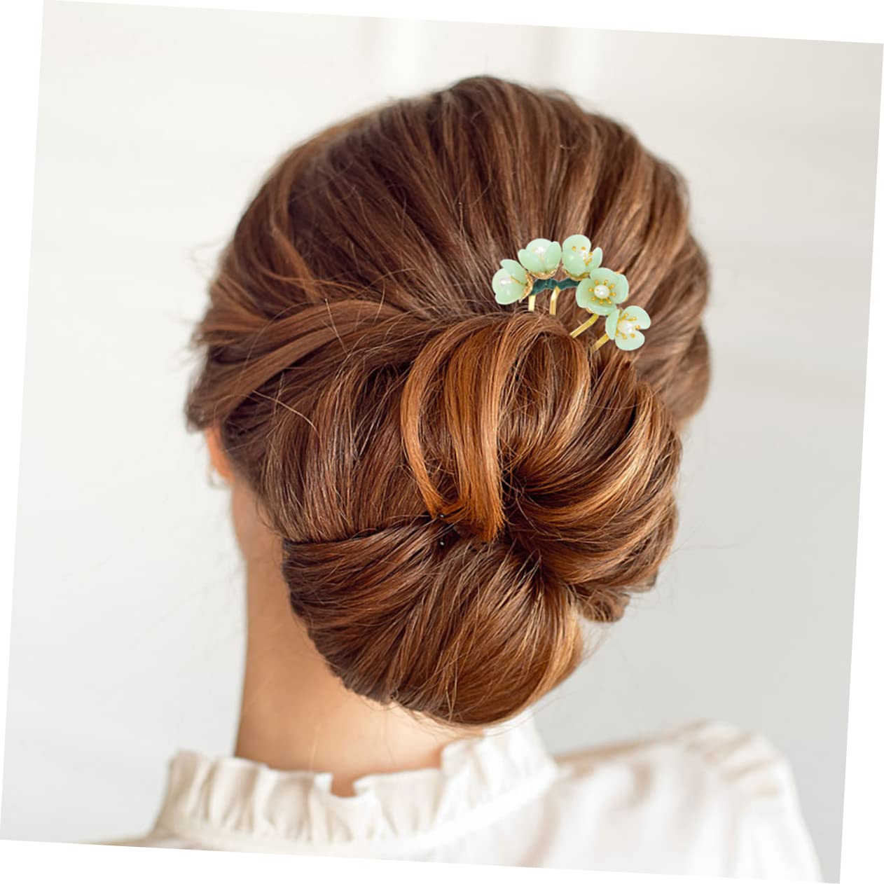 BELLIFFY 2pcs Vintage Flower Hairpin Classic Jade Hair Sticks for Elegant Hairstyles Hair Accessories for Parties and Costumes - Image 3