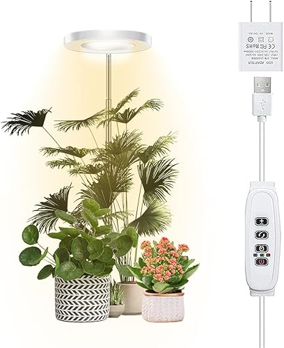 ciwich Luz de cultivo de plantas de espectro completo para plantas de interior, altura ajustable, luz de crecimiento de 3 colores con 10 brillo