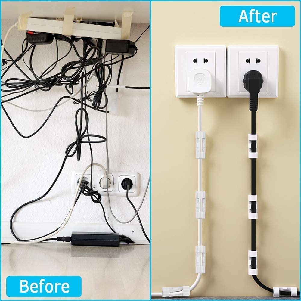 20 Pieces Cable Clips, Self Adhesive Cable Clips Wire Holder Sticky Mount-Round Plastic Cable Cord Management Clips for TV, Home, Office, Wall, Cubicle, Desk, car(Pack of 1) — Amazon image 6