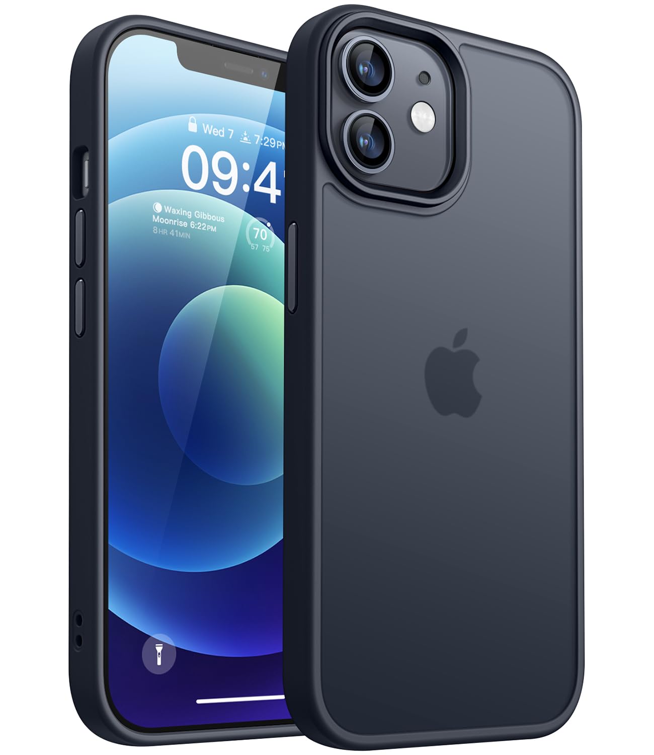 CANSHN Cover Opaca per iPhone 12 e iPhone 12 Pro(6,1 Pollici), Custodia Traslucida Opaca Protettiva Sottile Antiurto - Nero