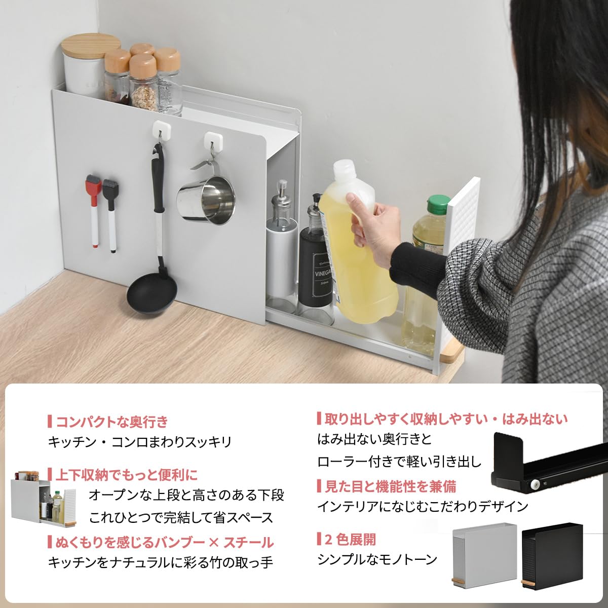新品未開封！TREE スライド収納調味料ラック コンパクトタイプ ブラック 楽天市場】調味料ラック TREE スライド収納調味料ラック