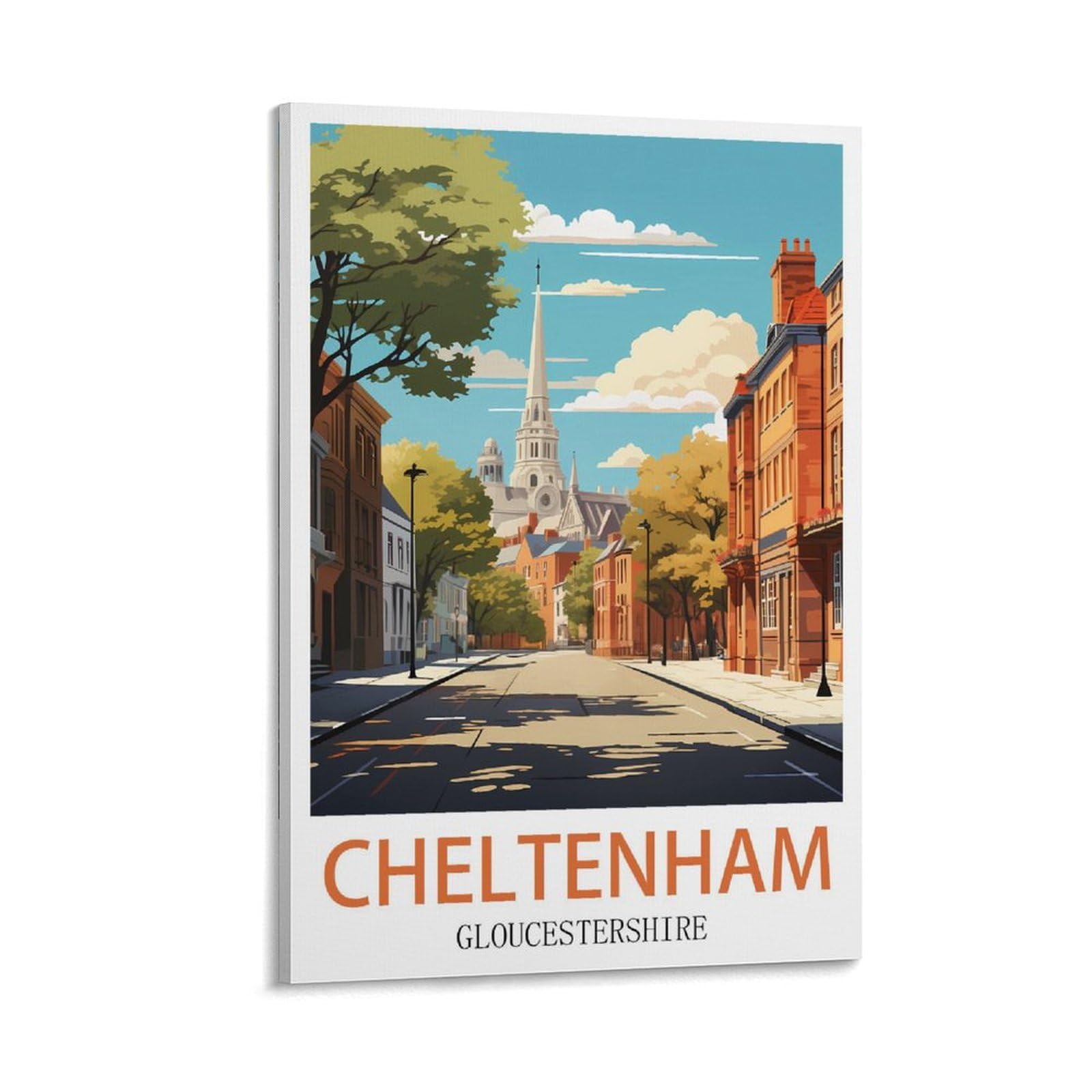 KmoNo Cheltenham Gloucestershire Vintage Travel Posters 24x36inch(60x90cm) Wall Decor Painting Canvas Wall Art Living Room Poster Bedroom