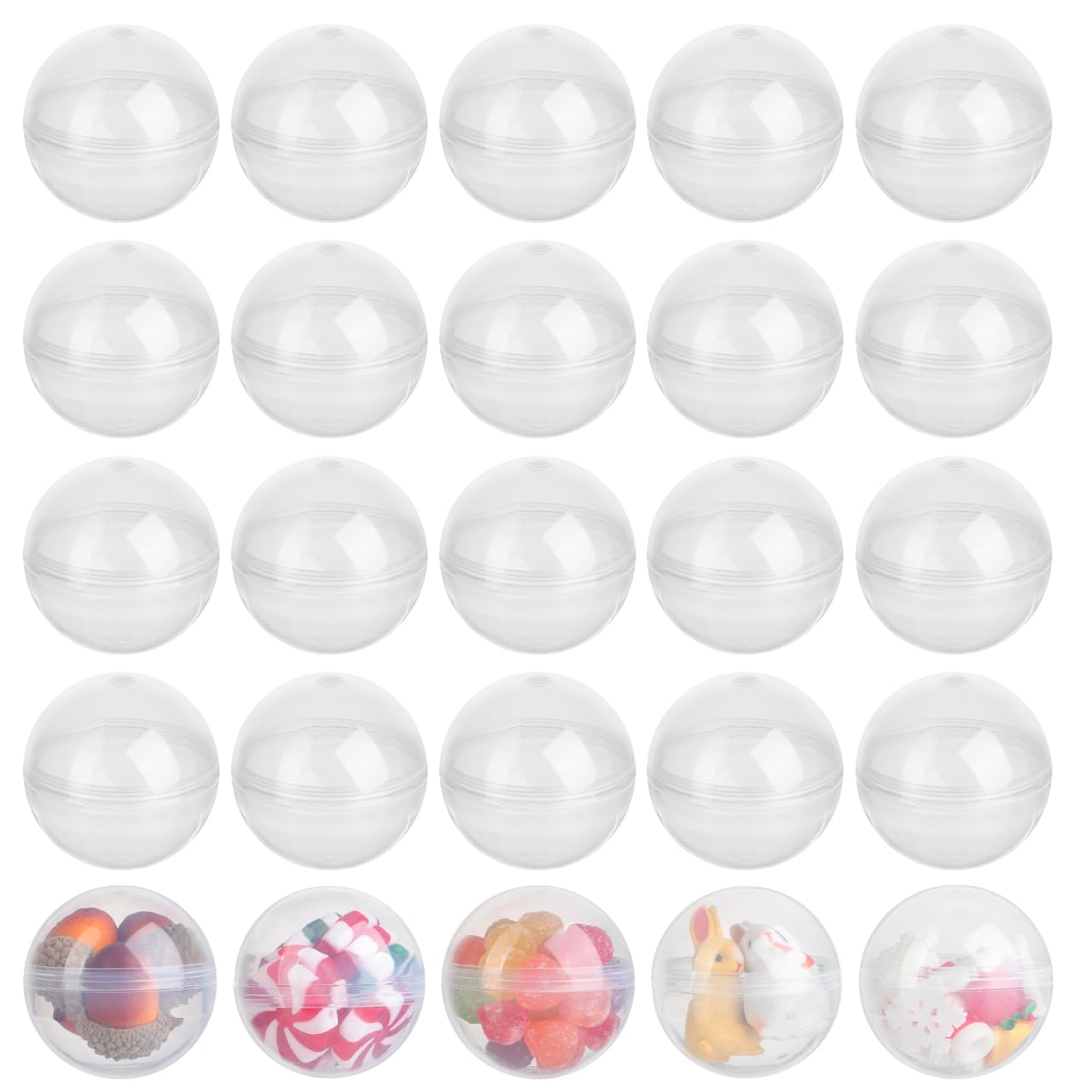 HOMSFOU Sfere della lotteria in plastica cava bingo 50 pezzi 45 mm sfere trasparenti tombola rotonde distributori automatici palline da gioco puntelli per feste