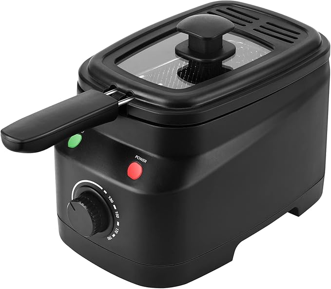 Mini Deep Fat Fryer Deep Fryer, 1.5L Deep Fat Fryers for Home Use Easy