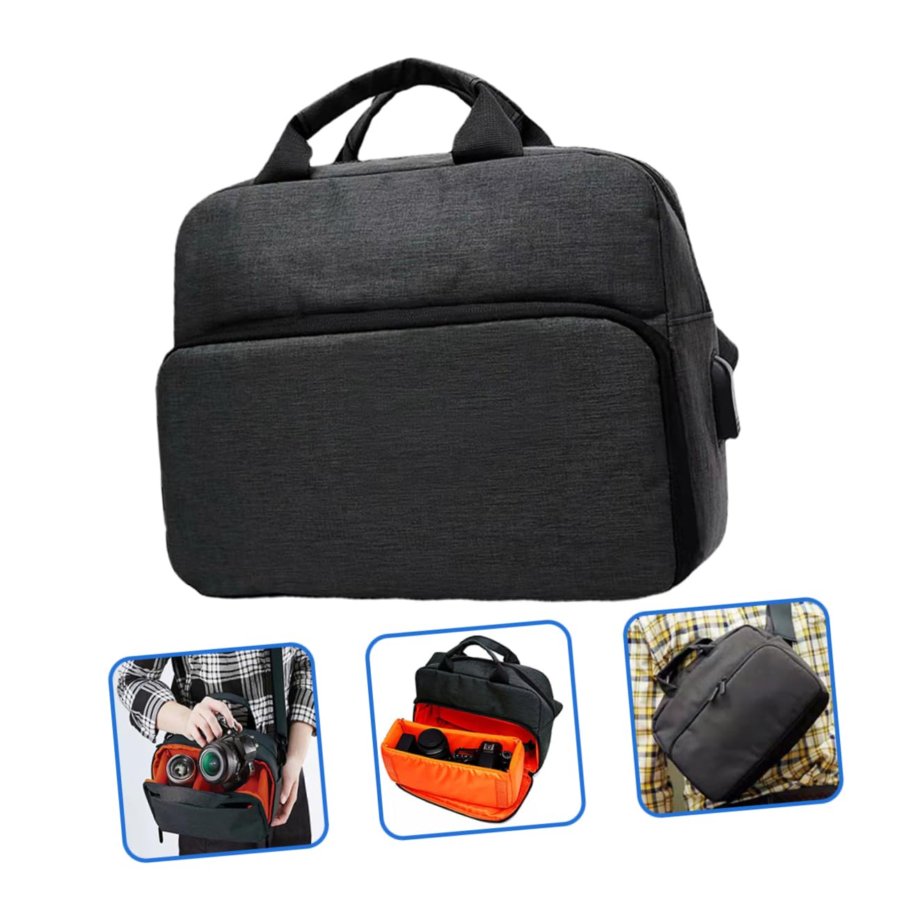 jojofuny Borsa Tracolla per Fotocamera Reflex Oxford, Imbottitura Interna Spessa, Cerniera e Tracolla Regolabile, per Viaggi e Attività All'aperto