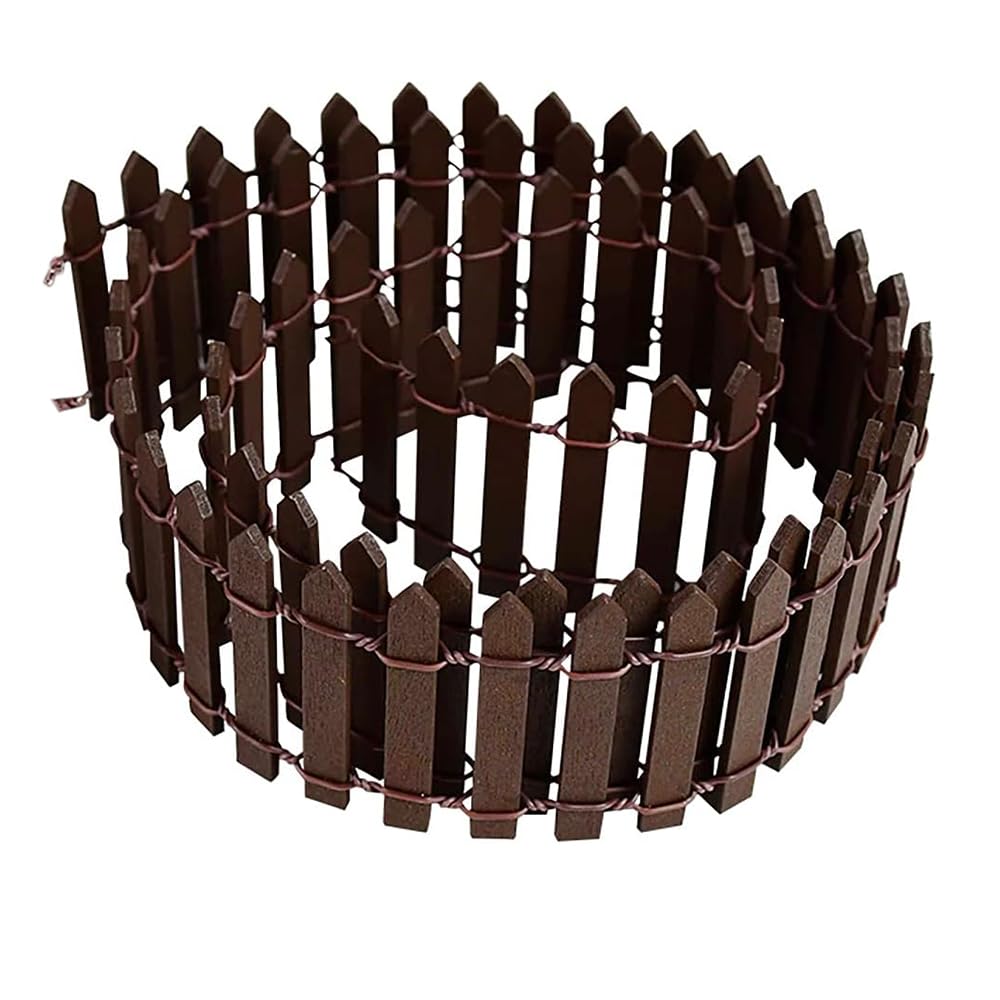 Miniature Garden Fence, 5 * 90CM Small Wooden Fence Flexible Miniature Picket Fence for Micro Landscape Flower Pot Fairy Garden Decoration(Coffee) — image 1