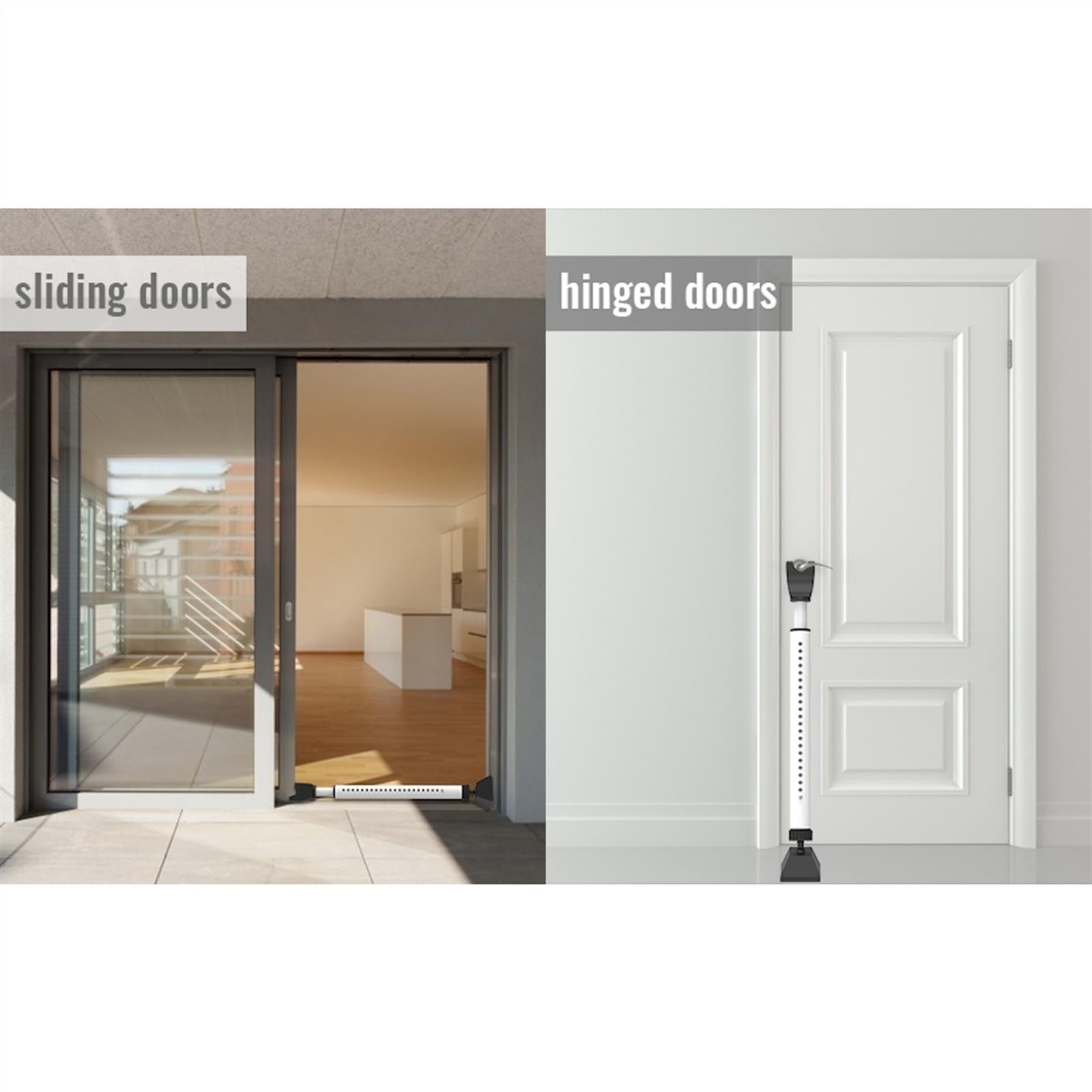 Barra de Seguridad de Puerta Ajustable 2 en 1, Tope de Puerta de Seguridad for el hogar, Seguridad de Puerta for Puertas correderas y Puertas Delanteras construidas con Hi