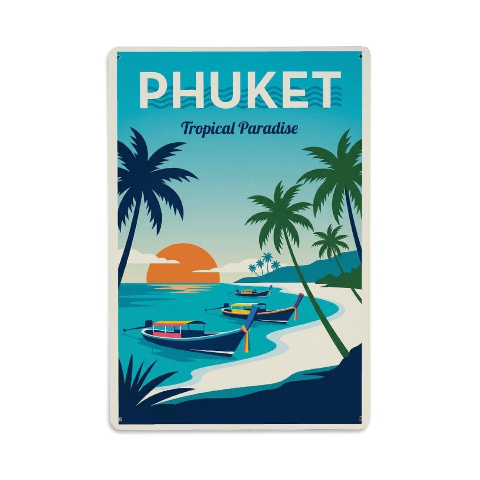 Huiyhb 8X12inch(20X30cm) Thailand Phuket Vintage Travel Metal Tin Sign