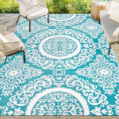 Capslpad Outdoor Rug 5'x8' Boho Floral Plastic Straw...