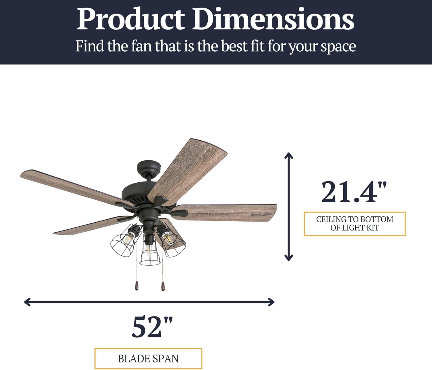 Prominence Home Inland Seas, 52 Inch Industrial Style LED Ceiling Fan with Light, Remote Control, Three Mounting Options, 5 Dual Finish Blades, Reversible Motor - 50750-01 (Bronze)