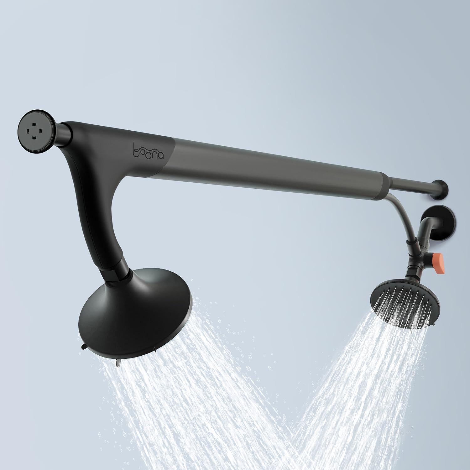 BOONA Tandem Shower - The Original Double Shower Head for Couples, High Pressure Dual Shower Head with 3 Flow Settings (Two Heads, Midnight Black)