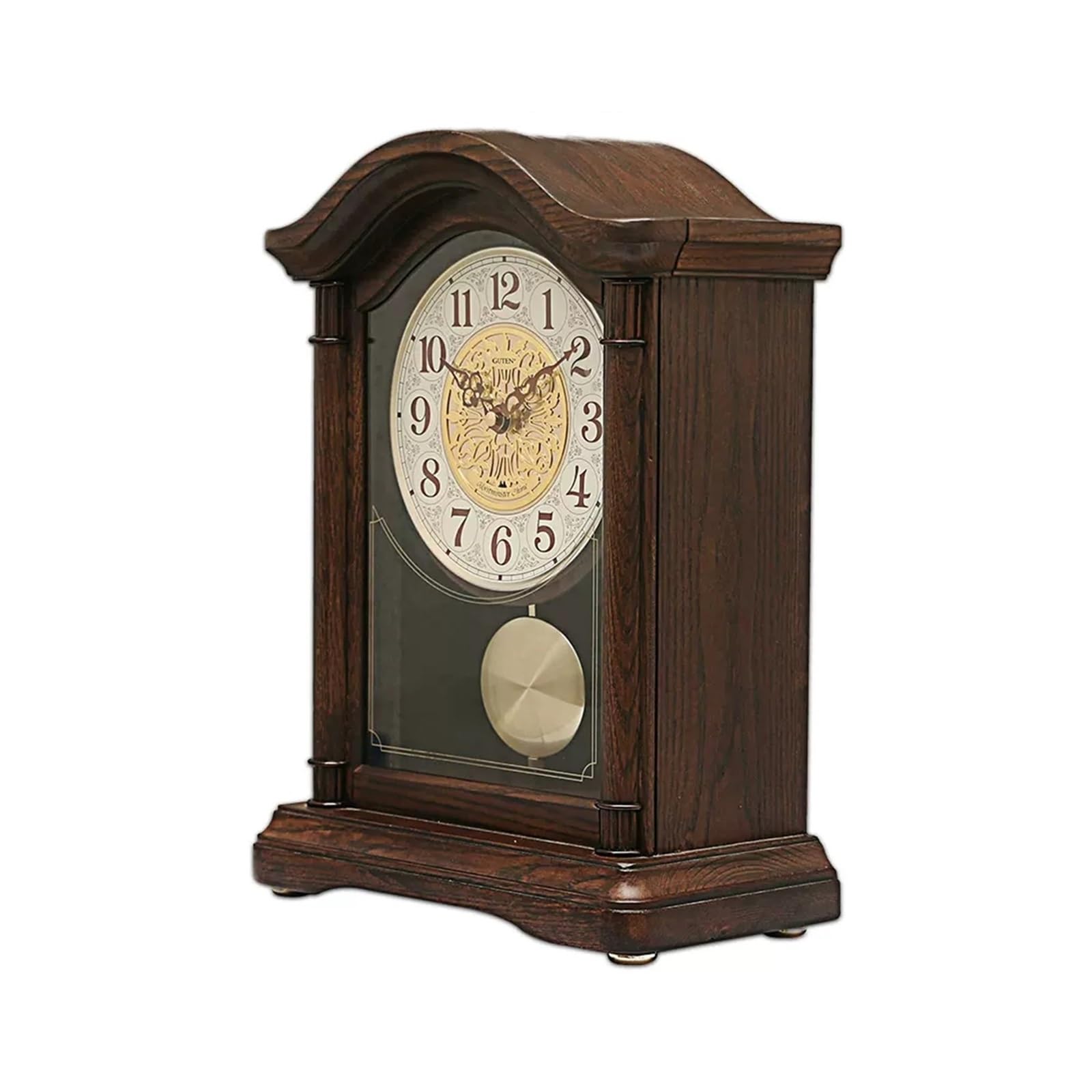 QINGGANG-0224 Mantel Clock Table Clock Home Living Room Bedroom Kitchen Pendulum Vintage Desk Mute Chinese Chime Desktop