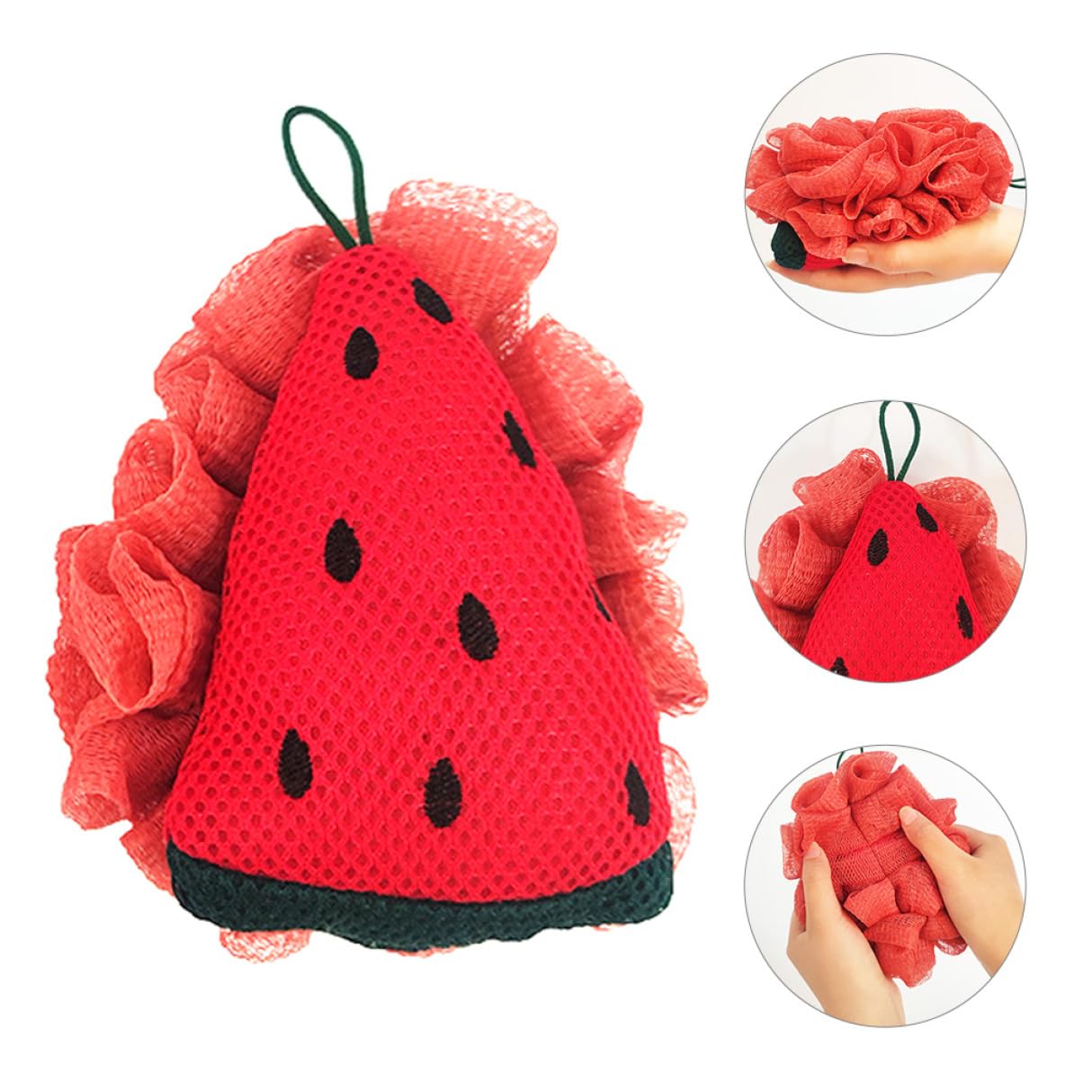 Healeved Cartoon Watermelon Bath Shower Loofah Creative Exfoliating Body Wash Sponge for Relaxing Clean Lightweight Portable Bathing Experience Fun Bathroom Accessory for Adults