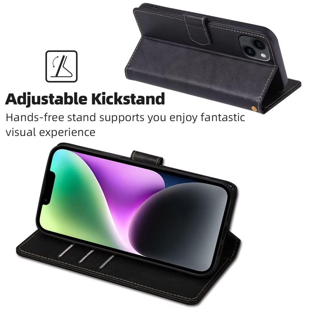 PEIYE Cover per Oppo A78 4G, Custodia Libro Flip in PU Pelle Portafoglio, Case Antiurto Soft con Porta Carte e Chiusura Magnetica, Funzione Stand - Nero