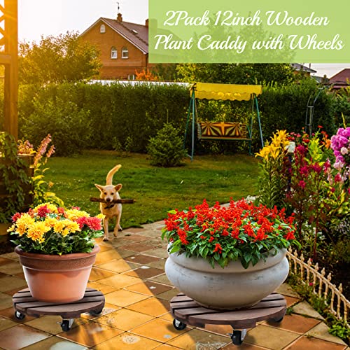 2pack 12" Plant Caddy Plant Stand with Wheels Rolling Plant Stand Heavy