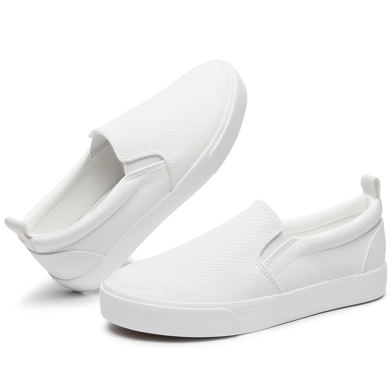 Womens Synthetic Leather Slip On Shoes,Padded Collar Slip on Sneakers for Women,Casual Loafers Walking Shoes-image-1