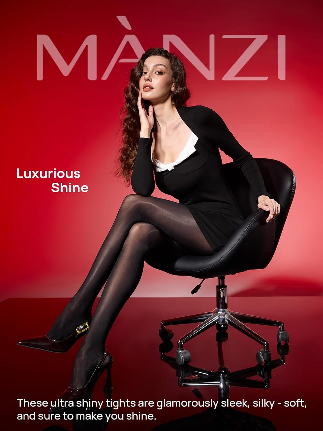 MANZI 2 Pairs Shiny Pantyhose for Women Open Crotch Shimmer Tights 20 Denier - Image 4