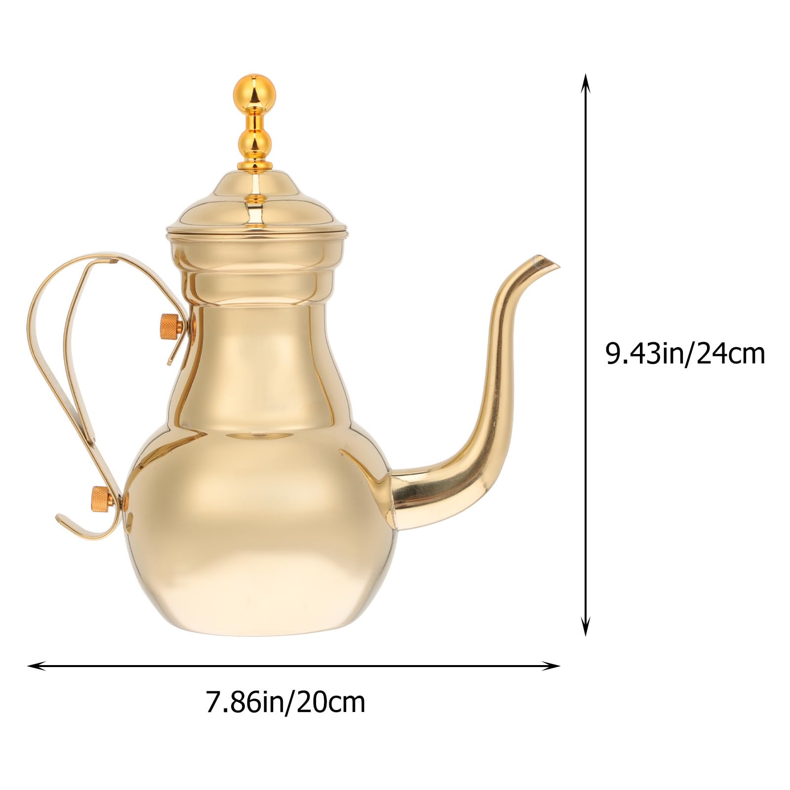 TOYANDONA Caffettiera da Caffè Filtro in Acciaio Inox Stile Mediorientale | Beccuccio, Impugnatura Ergonomica, Finitura Oro, Adatta per Ufficio e Caffè