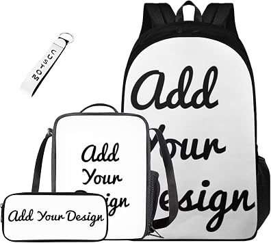 Custom School Backpack for Boys 4 in 1 Lightweight Personalized Design Bookbag for Boys 8-12 17 Inch Large Capacity Teens School Bag with Lunch Bag for Toddler Travel Hiking Rucksack