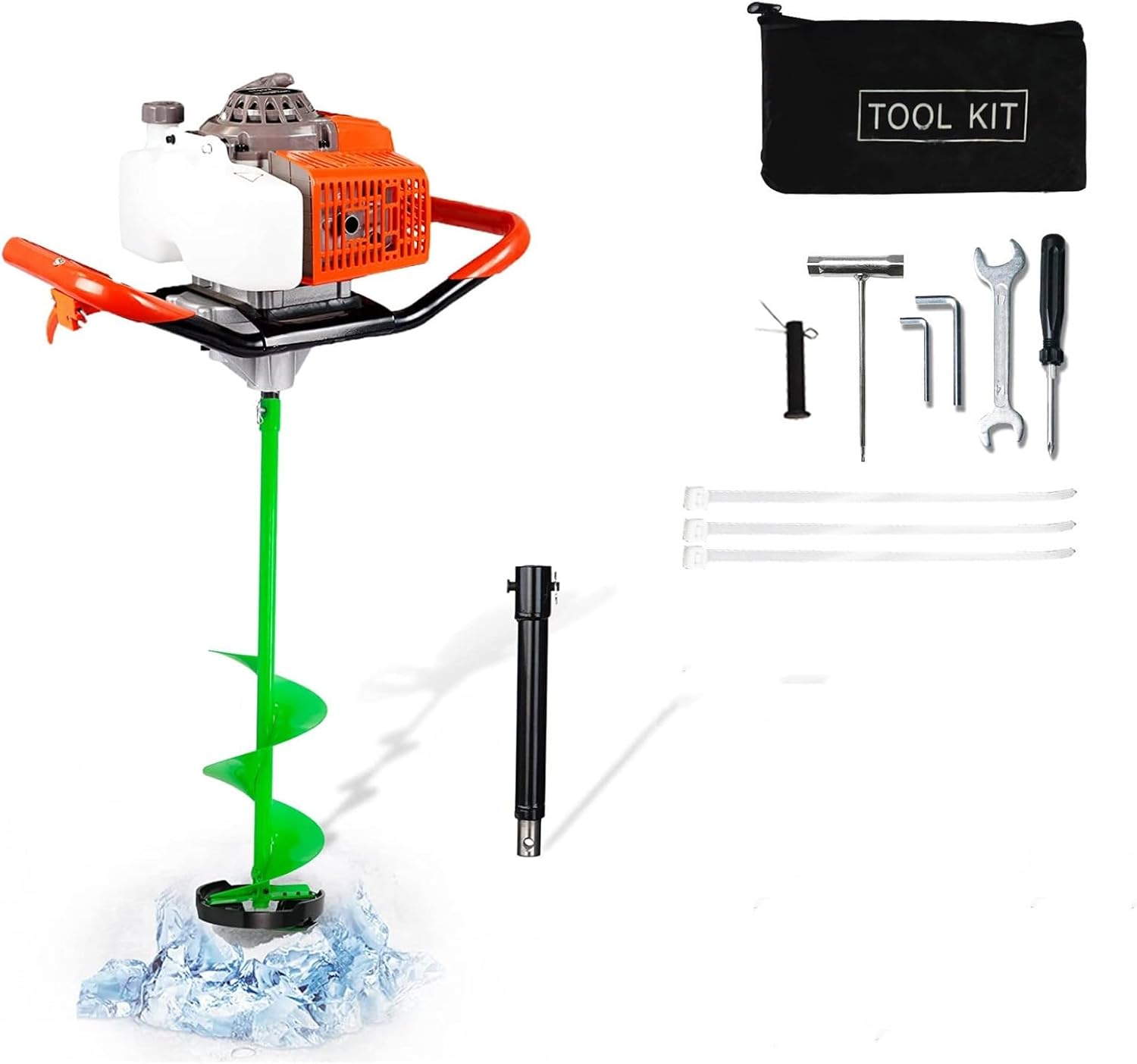 DC HOUSE Ice Auger,63CC Gas Powered Auger Post Hole Digger