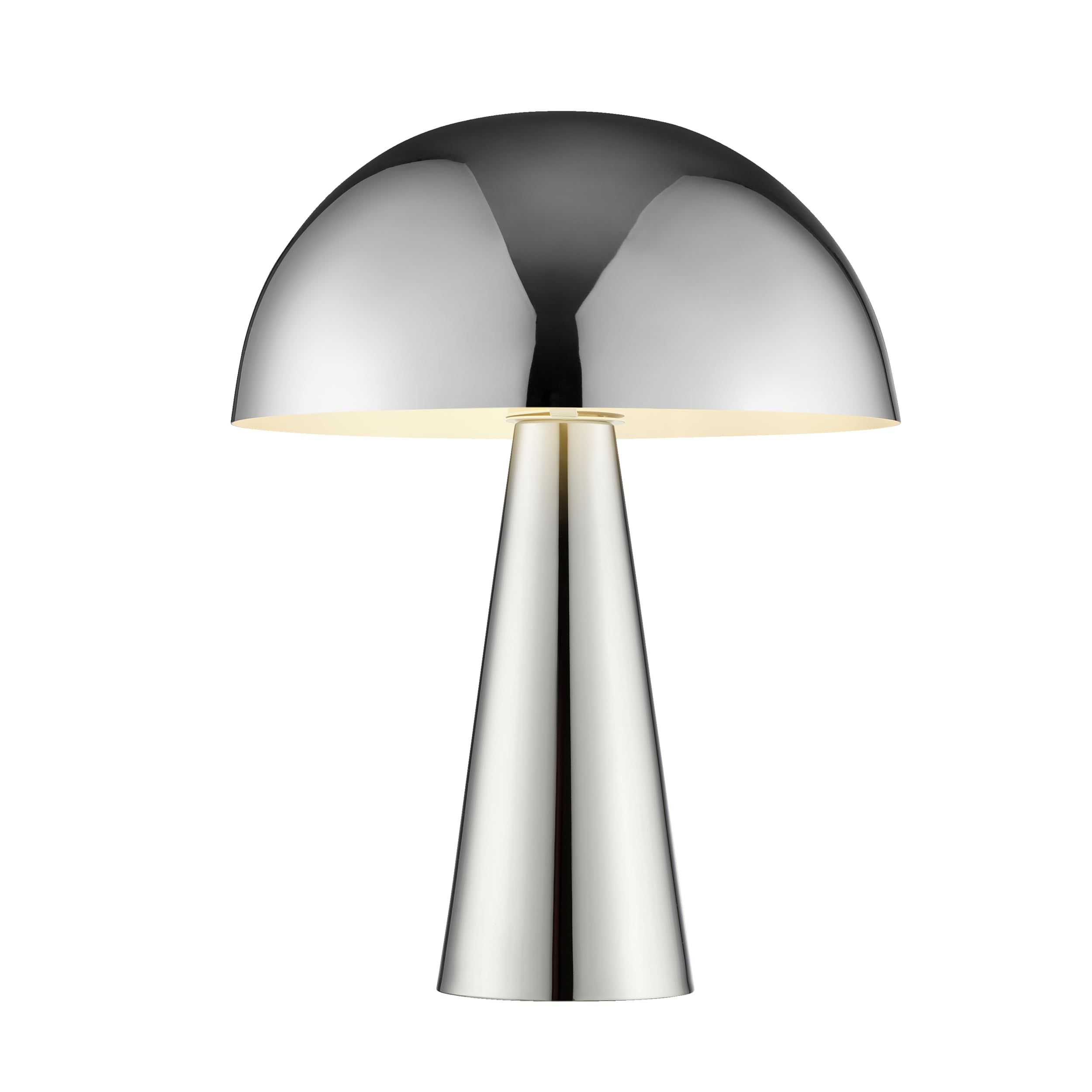 Lightbox Pilz Tischleuchte, Ø 25 cm, Höhe 33 cm, geeignet für LED, E14-Fassung, Metall, chromfarben, Schalter am Kabel, moderne Glamour-Leuchte für Wohnzimmer, Schlafzimmer oder Sideboard