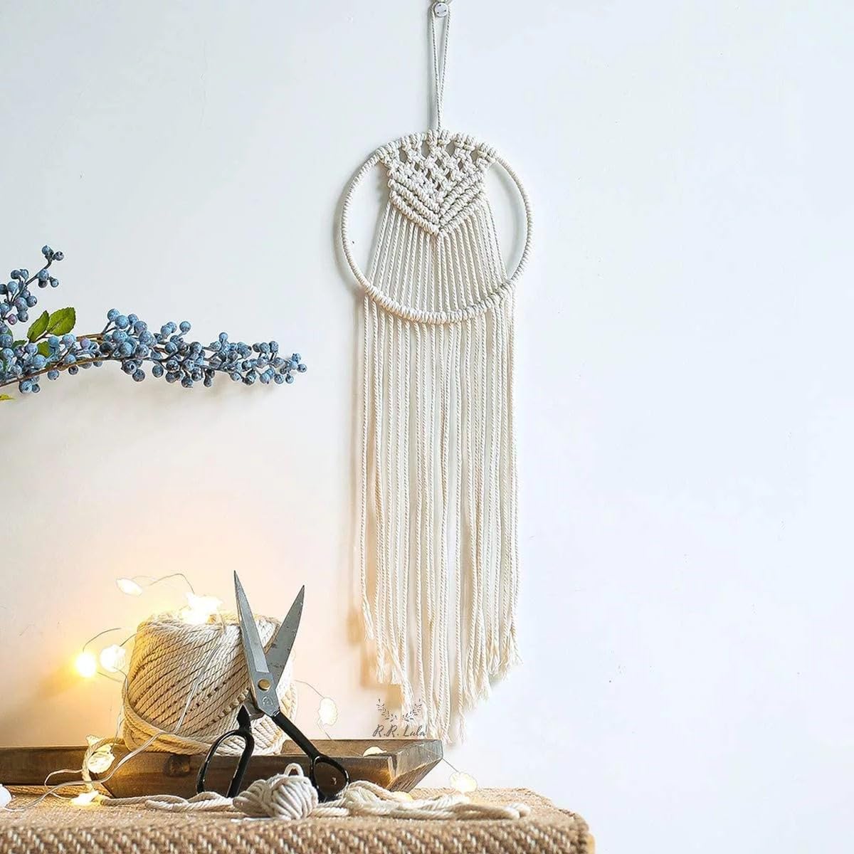 Macrame Wall Hanging Dreamcatcher Bohemian Macrame Dream Cather Wall Art, Handmade Wall Hangings, Bohemian Bedroom, Dreamcatcher Color Off White-image-21