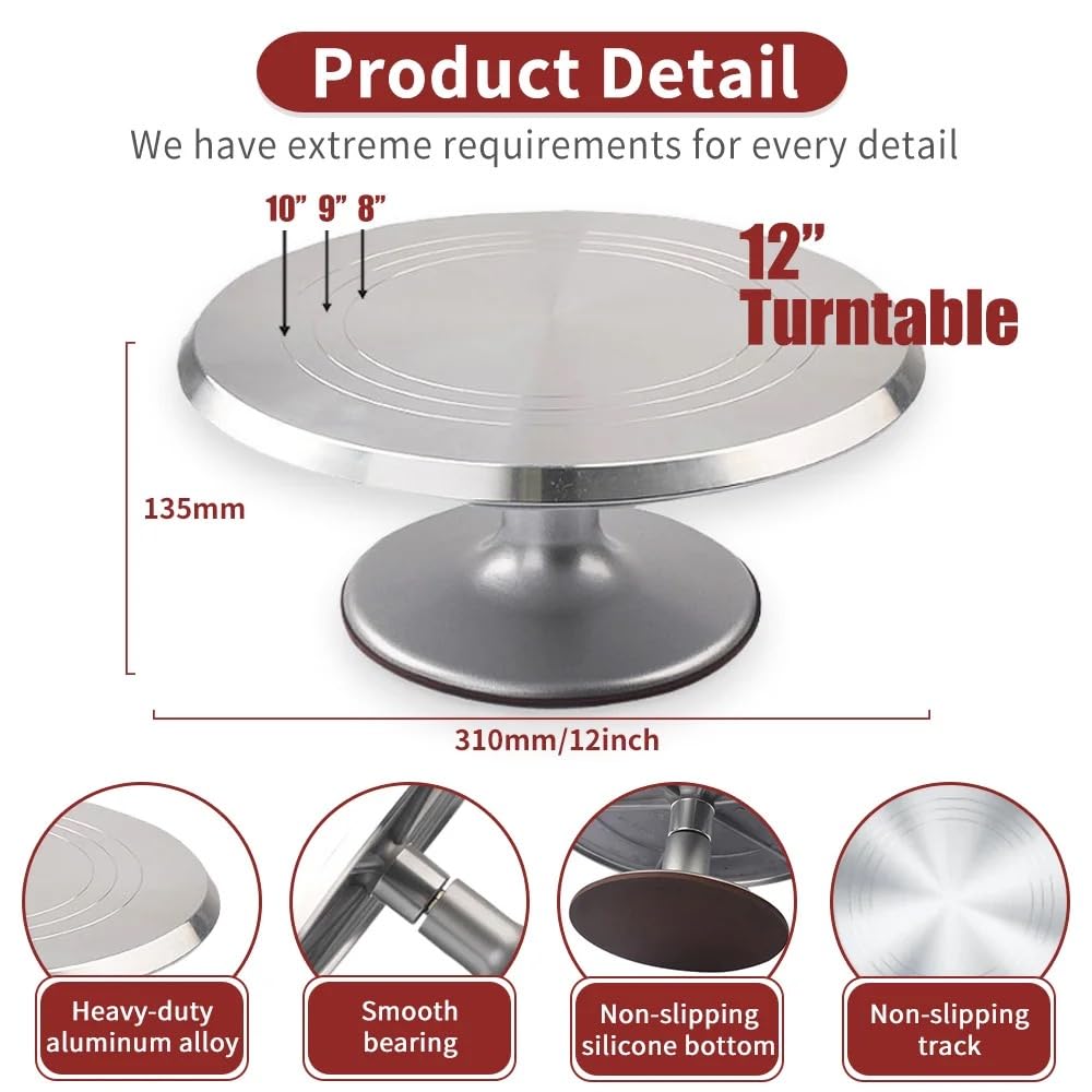 Turntable for Cake Decoration Cake Stand Smooth Rotating Metal Turntable for Cake Icing and Decorating 4