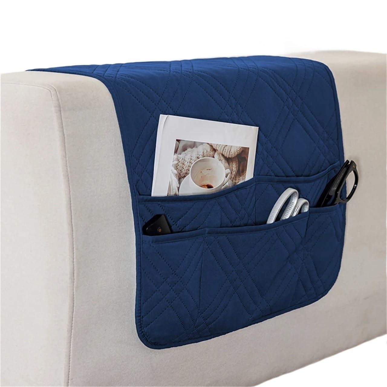 Zovloer Arm Chair Covers 2pcs Sofa Armrest Organizer With Pockets Anti-dirty Couch Armchair Hanging Storage Bags Chair Arm Protector Cover For Recliner Armchairs Sofas Couch(ColorA3)