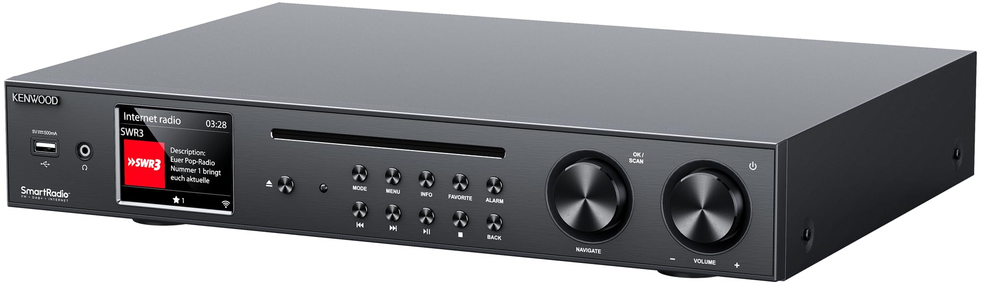 Kenwood Receptor de Audio Hi-Fi Todo en Uno con Radio Dab+, WiFi, Bluetooth USB, Spotify, Reproductor de CD y Ecualizador de Sonido para Casa | Pantalla TFT de 3,2" | KR-W8000SCD-B