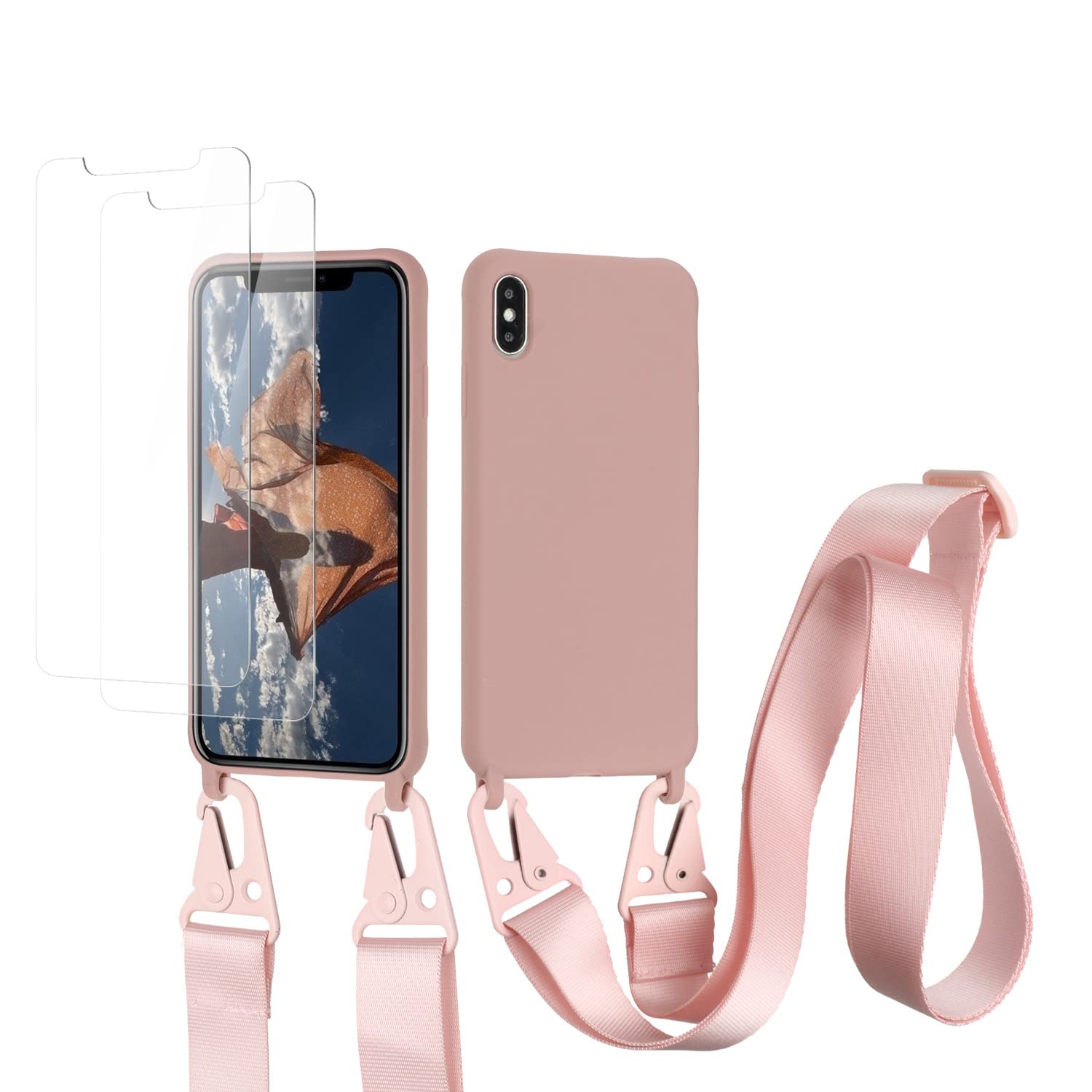 vrupin Funda Compatible con iPhone 13.con (2 x Protector Pantalla)con Cuerda Case con Ajustable Cordón.Silicona Líquida Funda-Loto Color — view 58