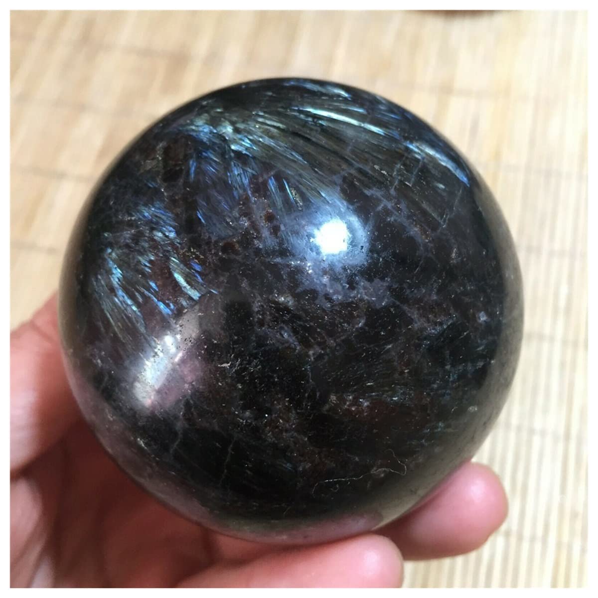 Cristal de meditación Natural Fireworks de astrophilita Natural Bola de Cristal de Cuarzo, for la decoración del hogar Piedra de Cristal (Size : 600-650g)