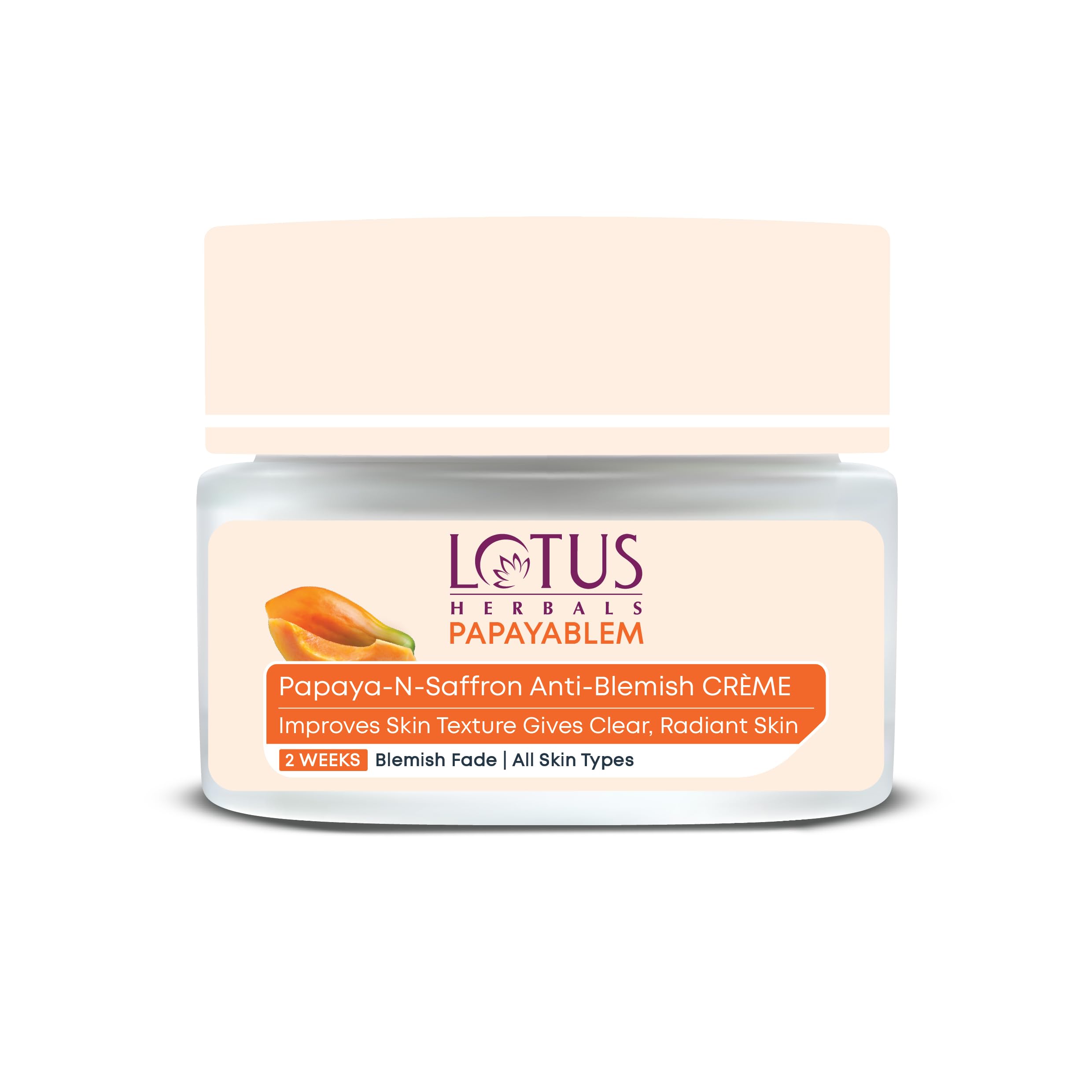 Lotus Papayablem Cream, Papaya-N-Saffron Anti Blemish, 50g