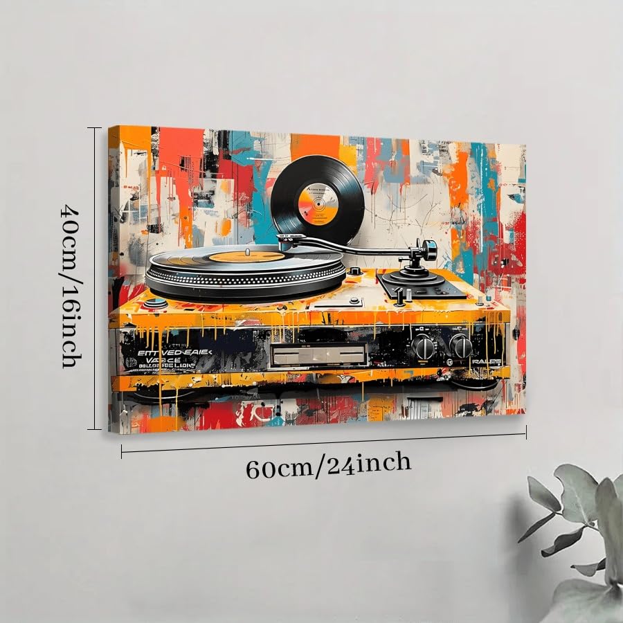 CAOXTART Poster musicale graffiti, semplice immagine di registratore, stampa di musicassetta retrò classica, decorazione per soggiorno, camera da letto (50x70 cm/cornice interna)