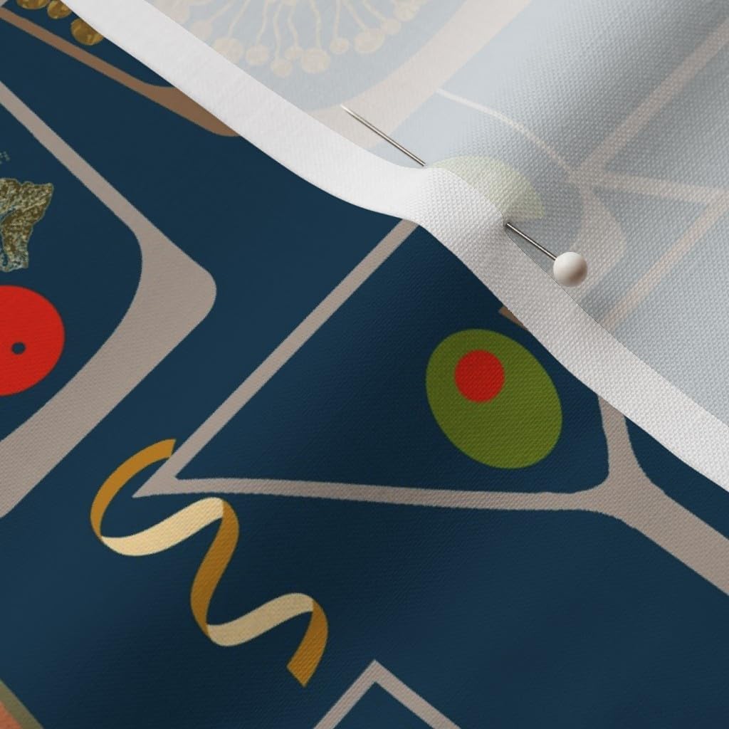 Spoonflower Fabric - Martini Time Mid-Century Mid Century Modern Retro Inspired Atomic Era Printed on Petal Cotton Fabric Fat Quarter - Sewing Quilting Apparel Crafts Decor