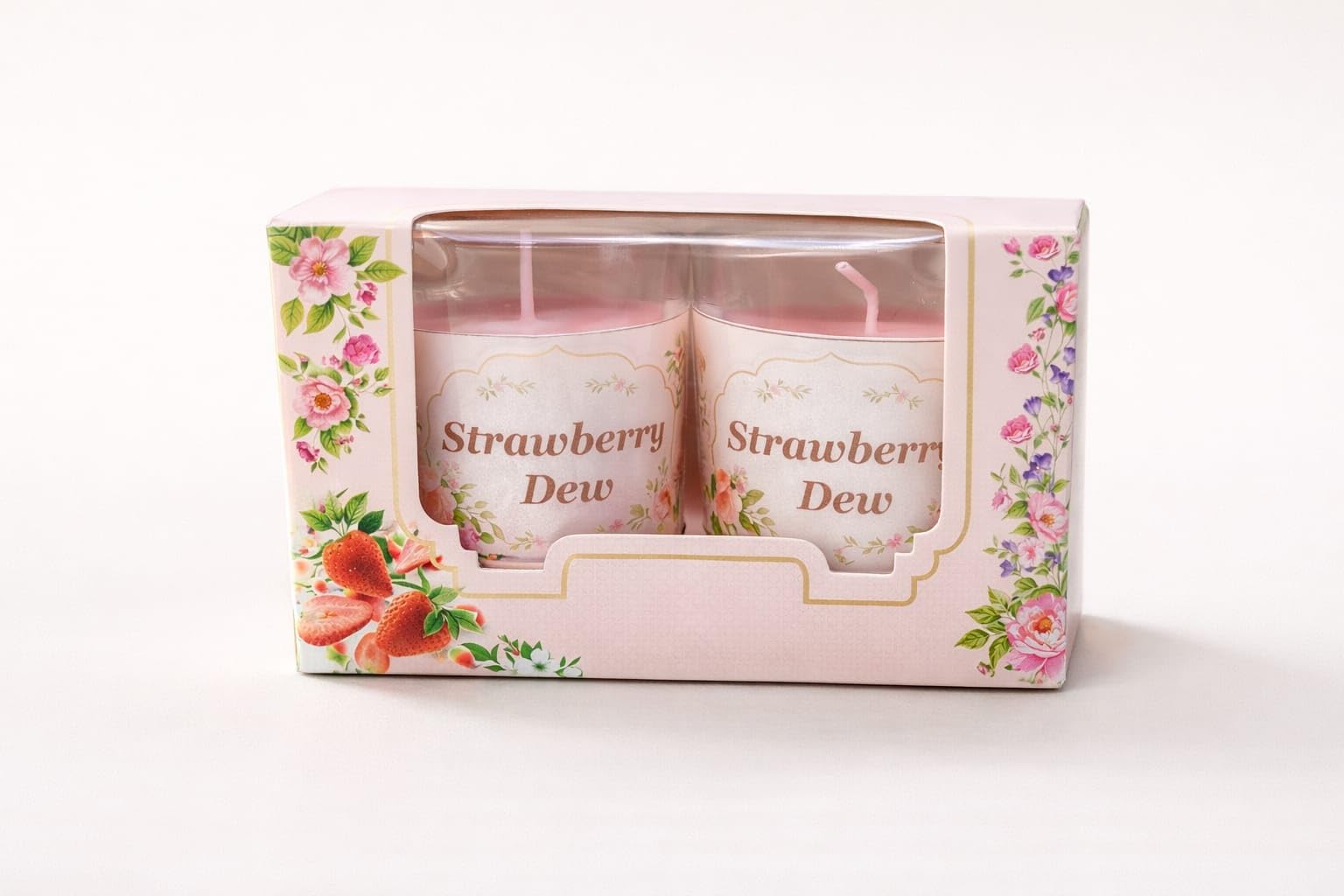 Strawberry Dew Scented Candle Gift Set, Pack of 2 Pink Jar Candles, Long Lasting Fruity Aroma for Home Fragrance and Decoration Burning Time 15 Hrs-image-11