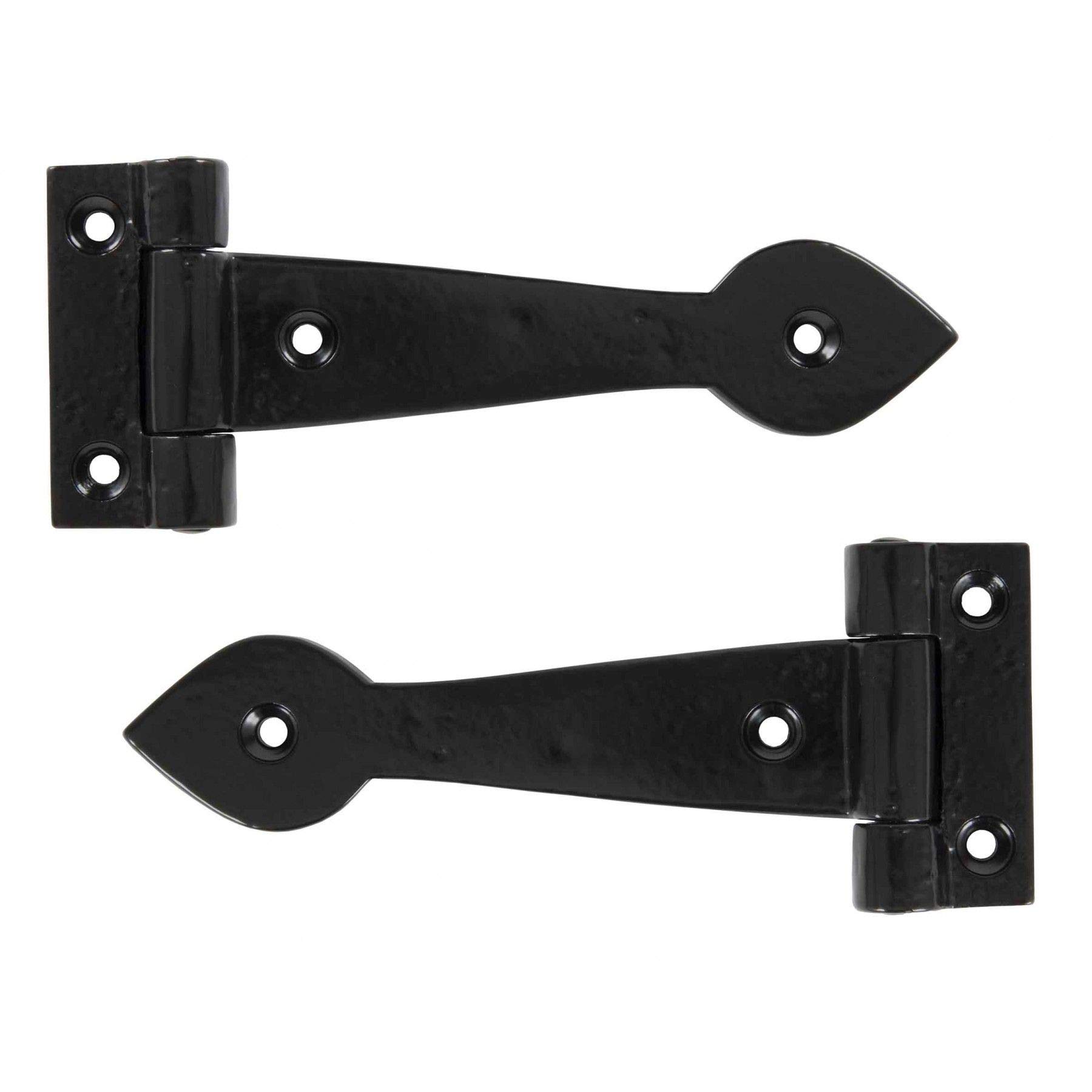 From The Anvil Black Smooth 6 Inch Cast T Hinge (Pair)