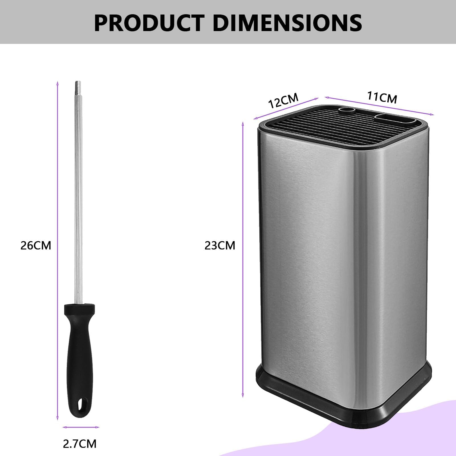 Küchenmesserregal, Edelstahl quadratisch, leer Messerregal, moderne Universallösung, sicherer und stilvoller Home Kitchen Organizer, Messer Organizer