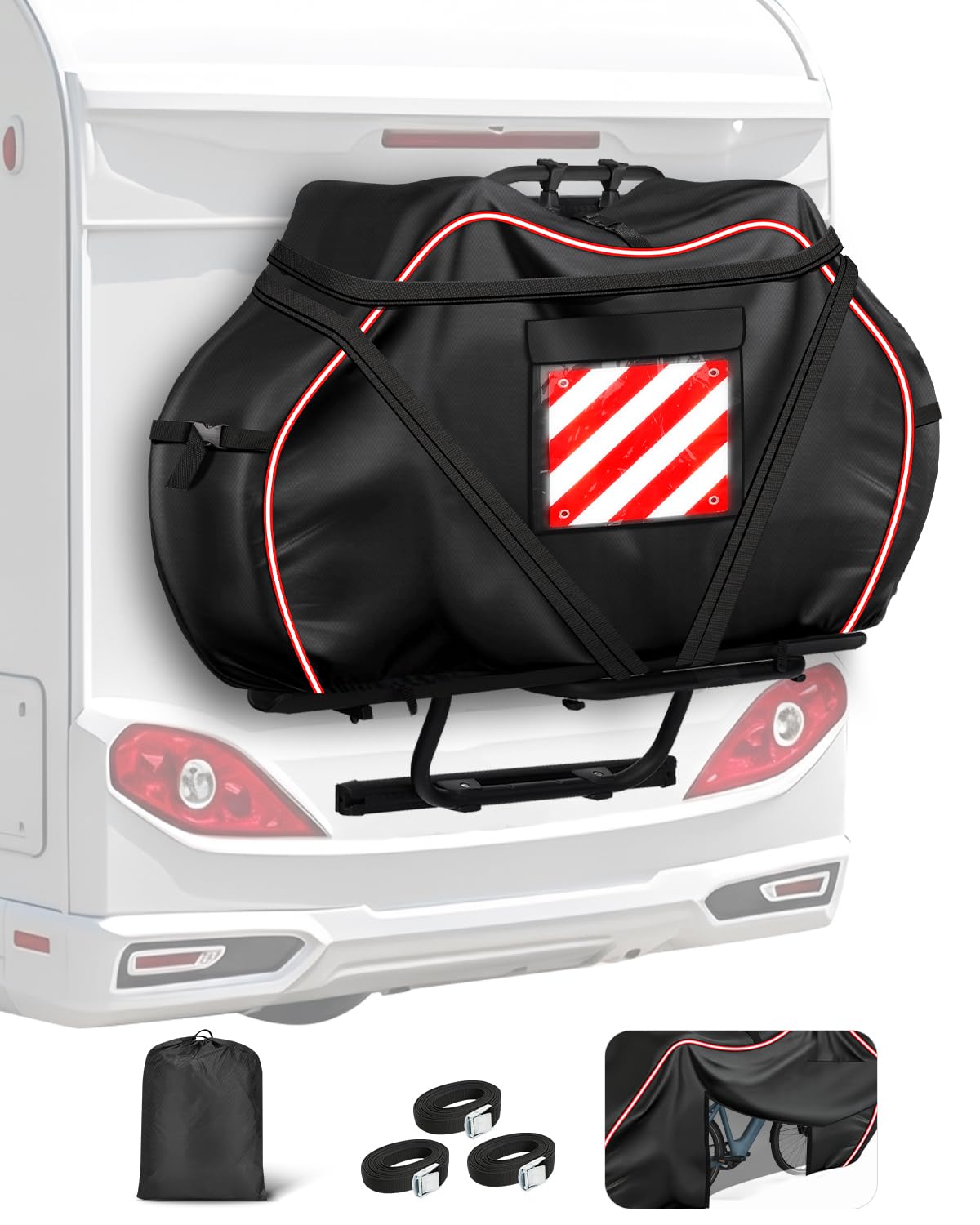 OlaVeg 420D Series Bike Cover for 2 Bikes (For RVs, No Handlebar Pocket)