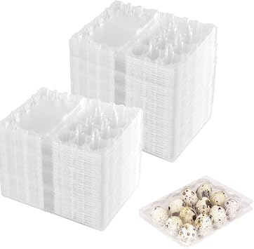 150 Pcs Quail Egg Crates 12 Grids Plastic Blank Quail Egg Packs Bulk 3x4 Style Quail Egg Containers Holds Up to 12 Small Quail Egg Baskets for Home Family Kitchen Refrigerator Farmhouse