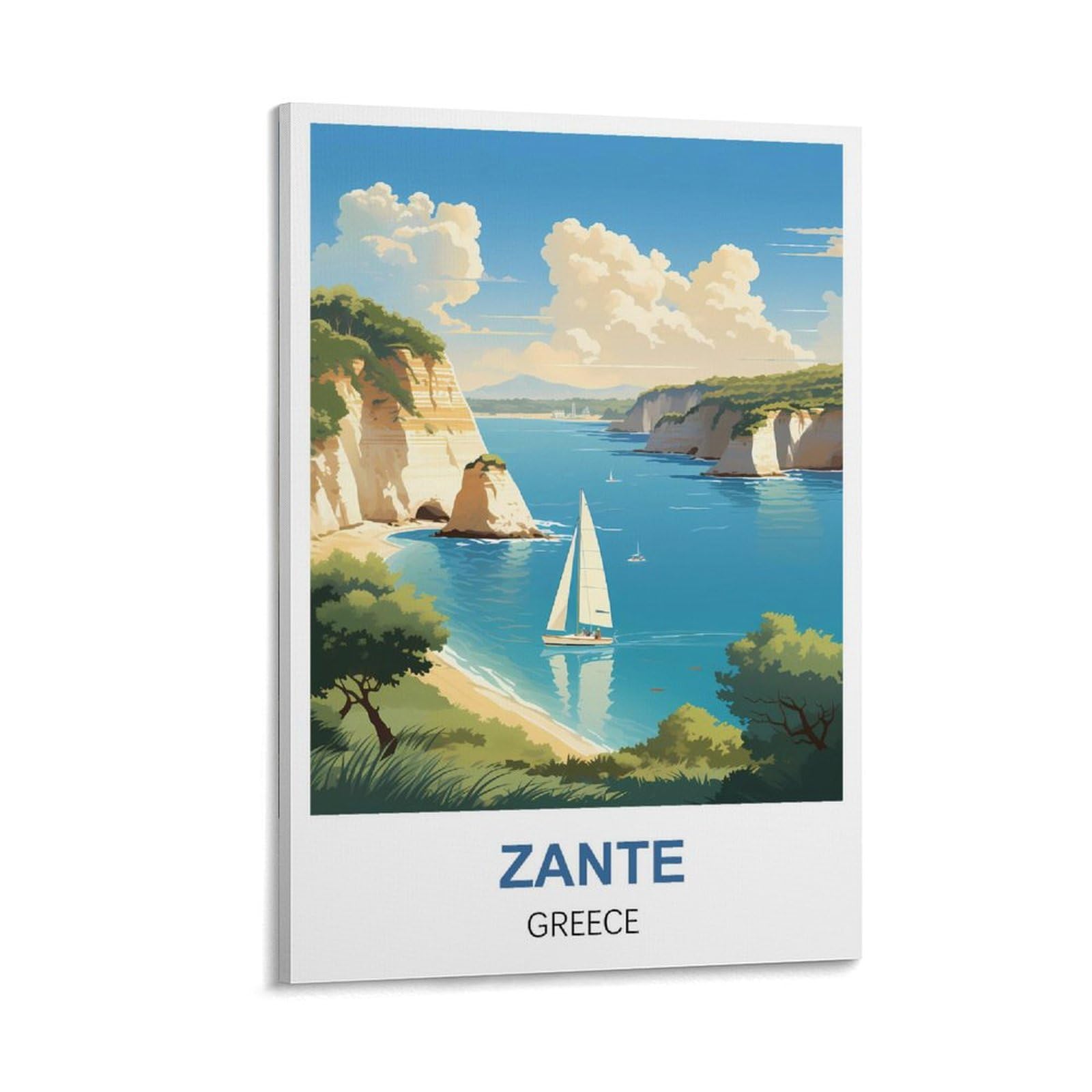 MTTJFDPO Zante Greece Vintage Travel Poster 08x12inch(20x30cm) Canvas Art Print Wall Art Decor Picture