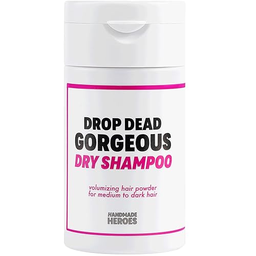 Champú seco All Natural vegano Champú seco Drop Dead Gorgeous en polvo para el pelo oscuro Talla estándar