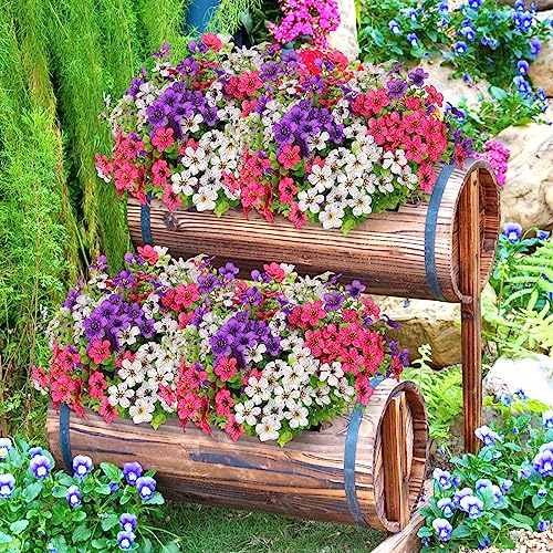 LOMOHOO 9 Bundles Artificial Flowers Outdoor UV Resistant Fake Flowers No Fade Faux Plants Garden Porch Window Box Decorating (Multicolor) - Image 3