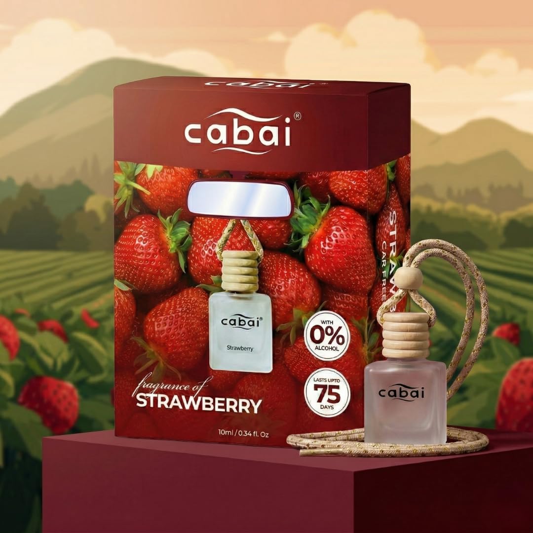 Premium Car Perfume Hanging Pod, 10 ML, Strawberry fragrance Car Air Freshener,Natural Essential Fragrance Oils in Glass Bottle with Wooden Diffuser Lid, Last Upto 75 Days-image-47
