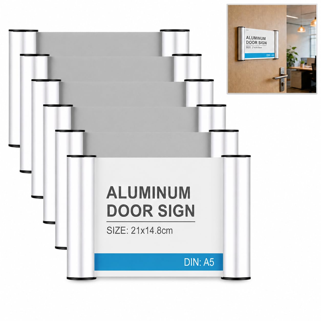 Lot de 6 Plaques de Porte de Bureau A5 Plaque Nominative pour Bureau Maison