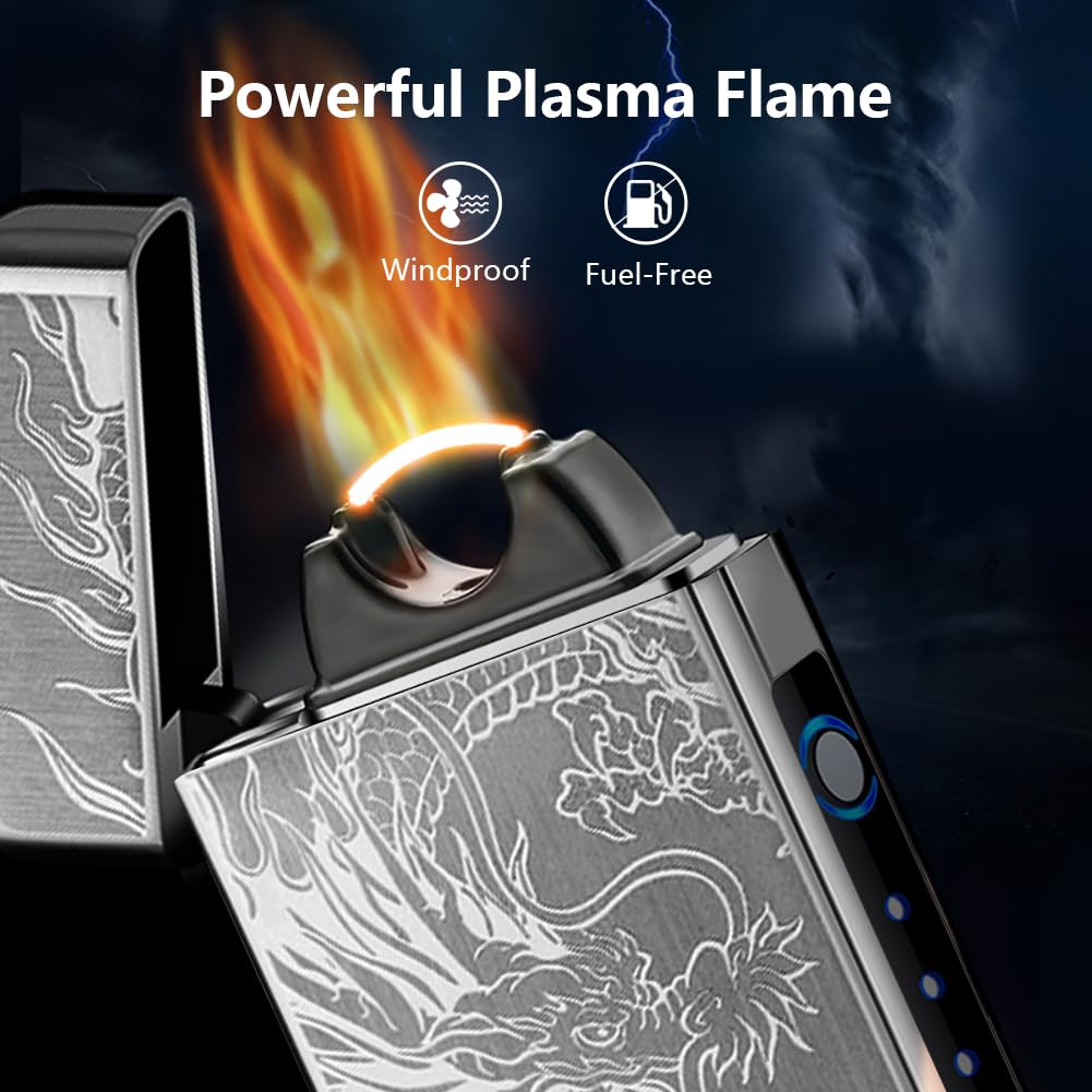 Accendino elettrico al plasma ricaricabile tramite USB SKRFIRE Dragon - Torcia ad arco - Accendini freschi antivento ad alta potenza, in confezione regalo, per compleanno, regalo per uomini e donne