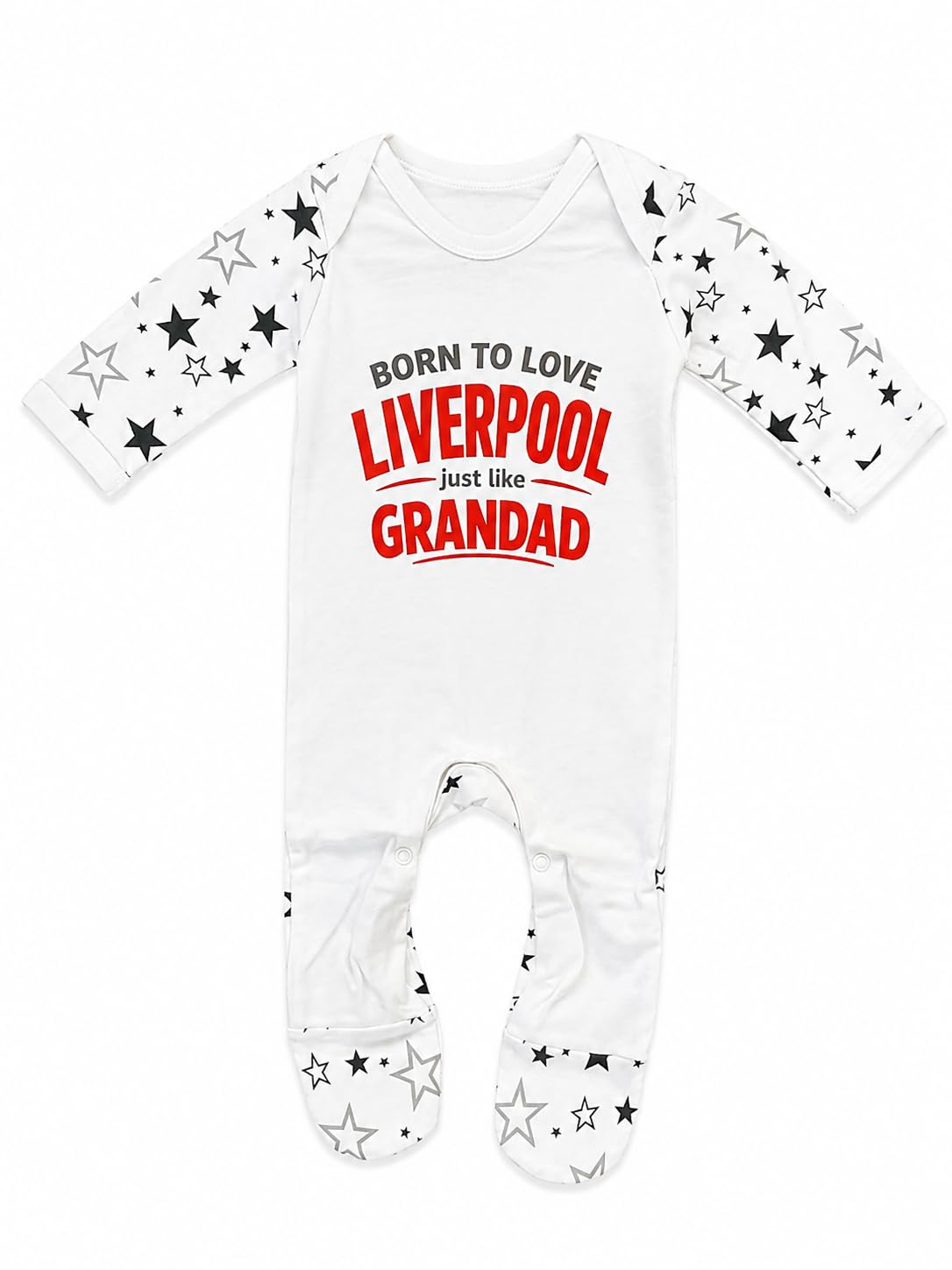 Cheekytots Born to love Liverpool just like Grandad - 100% Cotton, Ultra-Soft, Cosy, and Breathable Rompersuits for Infants and Toddlers