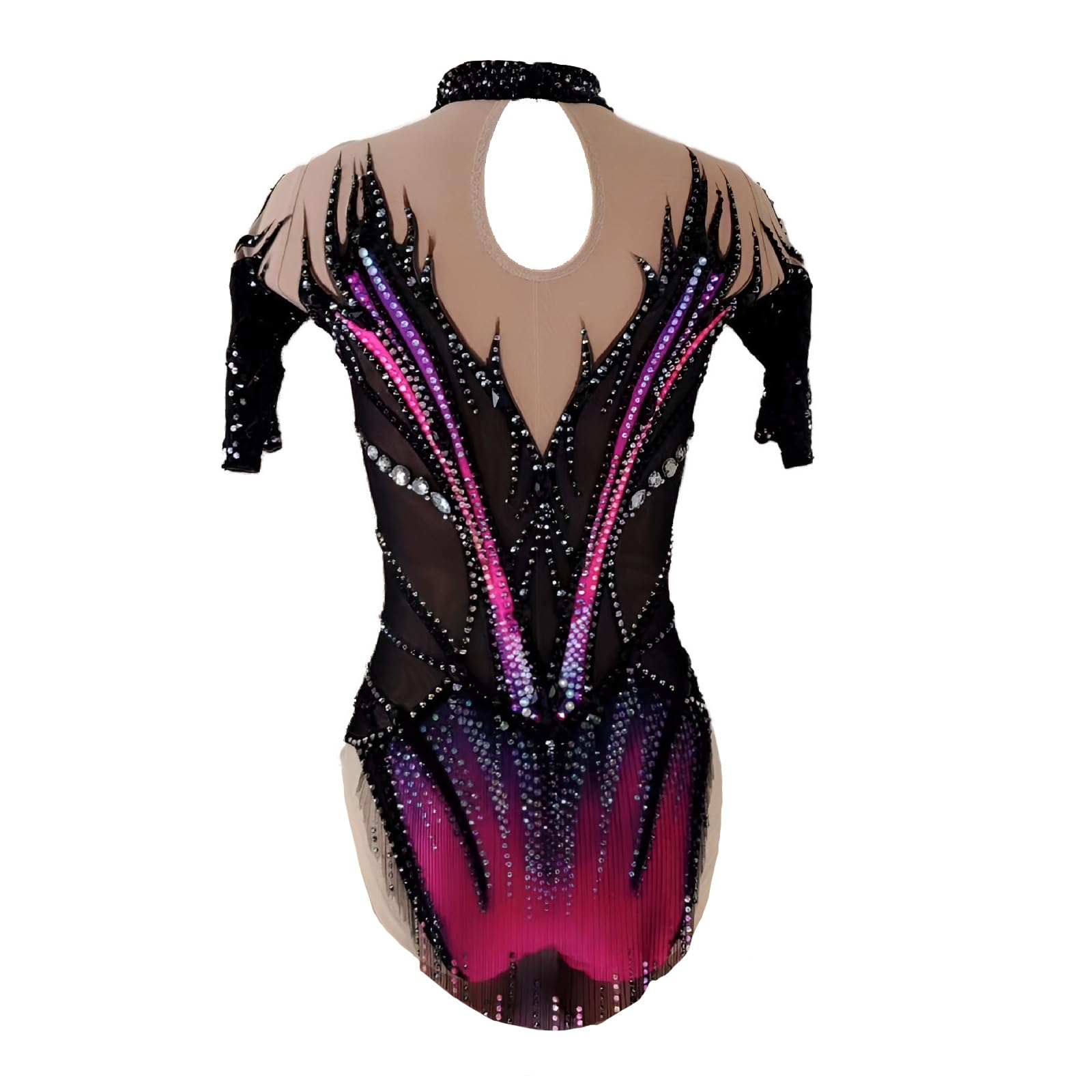 Maillot De Gimnasia Rítmica For Mujer, Ropa Deportiva Con Cuello Redondo For Niña, Monos De Danza Brillantes For Competición